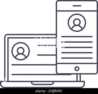 Line pc computer monitor and phone icon vector Stock Vector