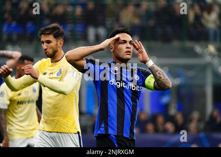 Milan, Italy - 22/02/2023, Henrikh Mkhitaryan (FC Inter) during the UEFA  Champions League, Round of 16, 1st leg football match between FC  Internazionale and FC Porto on February 22, 2023 at Giuseppe