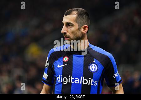 Milan, Italy - 22/02/2023, Henrikh Mkhitaryan (FC Inter) during the UEFA  Champions League, Round of 16, 1st leg football match between FC  Internazionale and FC Porto on February 22, 2023 at Giuseppe