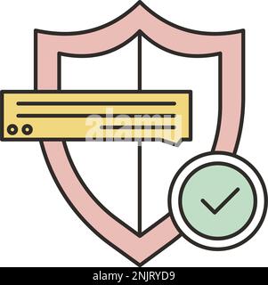 Private secret chat secure icon vector logo. Privacy and web communication. Talk symbol, shield and checkmark tick design. Protection and internet sec Stock Vector