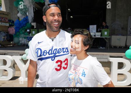 Los Angeles Dodgers pitcher David Price and wife Tiffany Price pose at  Dodgers Foundation and MLB All-Star Legacy initiative project, Friday, July  8, 2022, in Los Angeles. (Kirby Lee via AP Stock