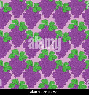 Grape and leaf seamless pattern design Stock Vector
