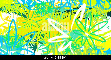 Colorful Abstract Urban Street Art Graffiti Style With Cannabis Leaves Vector Illustration Background Template Stock Vector