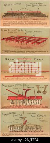 Victorian Advertising Illustration poster for farming equipment Circa 1899 Stock Photo