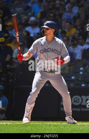 MILWAUKEE, WI - JUNE 26: Toronto Blue Jays outfielder George Springer (4)  at the plate during a game between the Milwaukee Brewers and Toronto Blue  Jays on June 26, 2022 at American