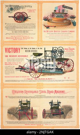 Victorian Advertising Illustration poster for farming equipment Circa 1899 Stock Photo