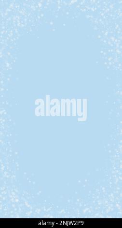 Beautiful snowfall christmas background. Subtle flying snow flakes and stars on light blue winter backdrop. Beautiful snowfall overlay template. Verti Stock Vector