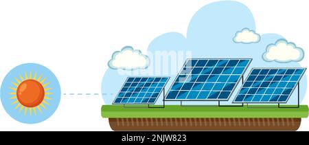 Green energy concept with solar panels illustration Stock Vector