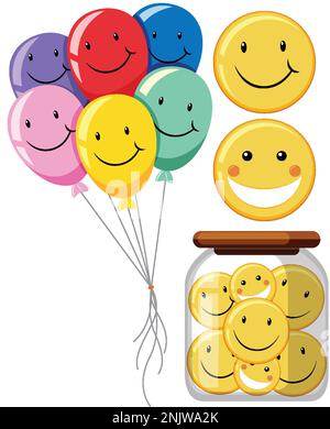 Smiley emoji wiht different object illustration Stock Vector