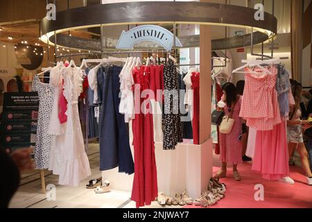 Various items of clothing at Shein s store in Barcelona s Portal de l Angel street on June 30 2022 in Barcelona Catalonia Spain. Shein has opened a show room or product showroom in Barcelona to popula...
