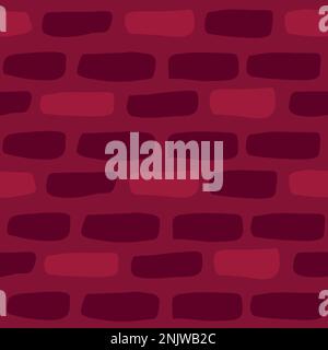 Colorful brick seamless pattern vector. Vector illustration in flat style on red background. Stock Vector