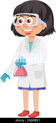 Scientist girl wearing gown outfit illustration Stock Vector