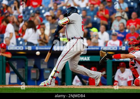 PHILADELPHIA, PA - SEPTEMBER 12: Marcell Ozuna #20 of the Atlanta Braves in  the dugout during the Major League Baseball game against the Philadelphia  Phillies on September 12, 2023 at Citizens Bank