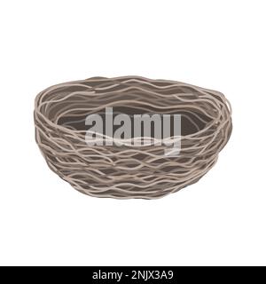 Bird nest. Empty nest with branches isolated on white background. Stock Vector