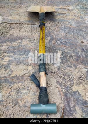 This shovel is used to lift the sand or lower the sand on the pick up car Stock Photo