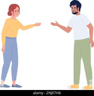 Couple arguing all time over small things semi flat color vector characters Stock Vector