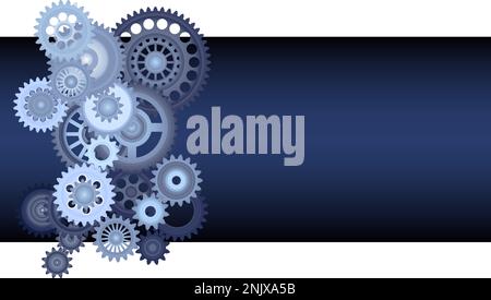 Abstract techno gear background with geometric blue gear wheels Stock Vector
