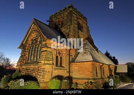 St Cross Church Appleton Thorn, south Warrington, Cheshire, England, UK, WA4 at dusk in winter Stock Photo