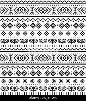 Slovak tribal folk art vector seamless geometric pattern inspired by traditional painted houses from village Cicmany in Zilina region, Slovakia Stock Vector