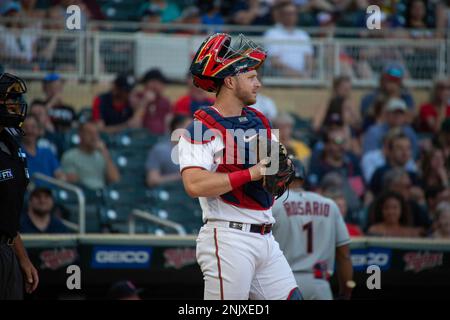 MINNEAPOLIS, MN - JUNE 08: Minnesota Twins catcher Ryan Jeffers (27) behind  the plate during a game between the Minnesota Twins and New York Yankees on  June 8, 2022 at Target Field