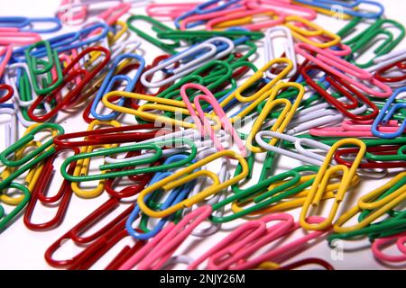 colourful paper clips Stock Photo