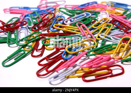 colourful paper clips, cutout Stock Photo