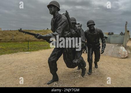 Higgins Boat Monument, at the landingsmusuem at Utah Beach, Normandy France. 6 februari 2023. Stock Photo