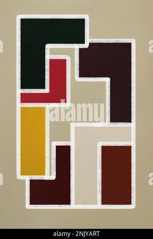 Abstract backdrop consisting of various sized multicolored geometric figures separated with white lines Stock Photo