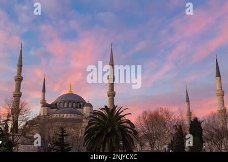 Sultanahmet Mosque with dramatic clouds at sunrise. Blue Mosque in ...