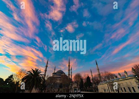 Sultanahmet camii or Blue Mosque at sunrise with dramatic clouds ...