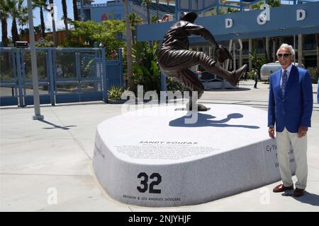 A statue of former Brooklyn and Los Angeles Dodgers pitcher Sandy