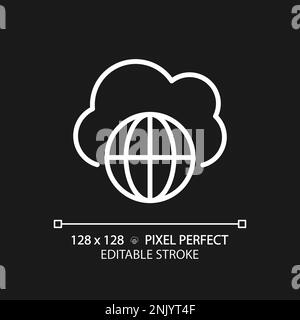 Public cloud pixel perfect white linear icon for dark theme Stock Vector