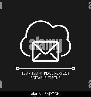 Cloud based email pixel perfect white linear icon for dark theme Stock Vector