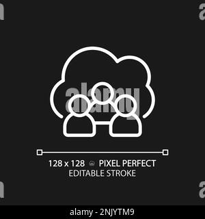 Community cloud pixel perfect white linear icon for dark theme Stock Vector