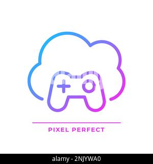 Cloud gaming pixel perfect gradient linear vector icon Stock Vector