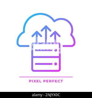 Cloud backup pixel perfect gradient linear vector icon Stock Vector