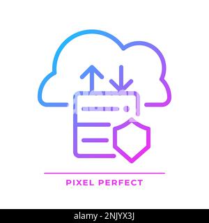 Data migration to cloud pixel perfect gradient linear vector icon Stock Vector