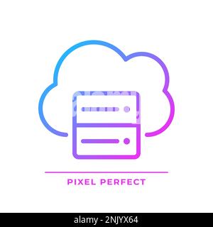 Cloud server pixel perfect gradient linear vector icon Stock Vector