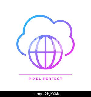 Public cloud pixel perfect gradient linear vector icon Stock Vector