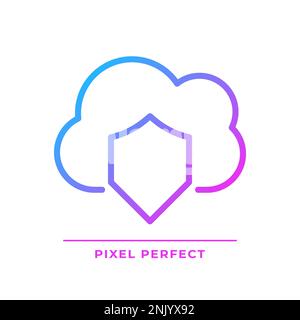 Cloud security pixel perfect gradient linear vector icon Stock Vector