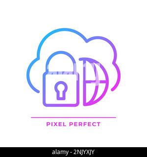 Hybrid cloud pixel perfect gradient linear vector icon Stock Vector