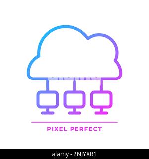 Cloud network pixel perfect gradient linear vector icon Stock Vector