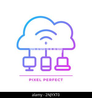 Cloud based IoT pixel perfect gradient linear vector icon Stock Vector