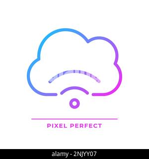 Cloud streaming pixel perfect gradient linear vector icon Stock Vector
