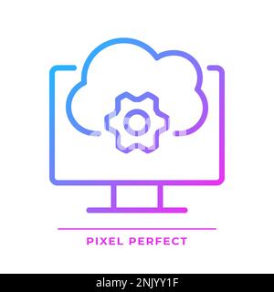Cloud based software pixel perfect gradient linear vector icon Stock Vector