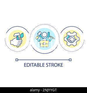 Multitasking employee skills loop concept icon Stock Vector