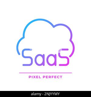 SaaS cloud computing pixel perfect gradient linear vector icon Stock Vector