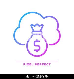 Cloud service cost pixel perfect gradient linear vector icon Stock Vector