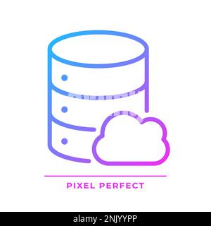 Cloud database pixel perfect gradient linear vector icon Stock Vector