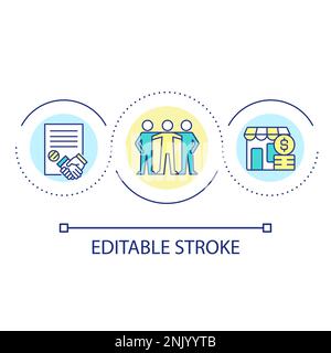 Start business with partners loop concept icon Stock Vector